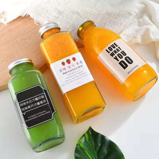 Venta al por mayor de botellas de vidrio cuadradas con tapas de 250 ml, 350 ml y 500 ml para jugo - Imagen 3