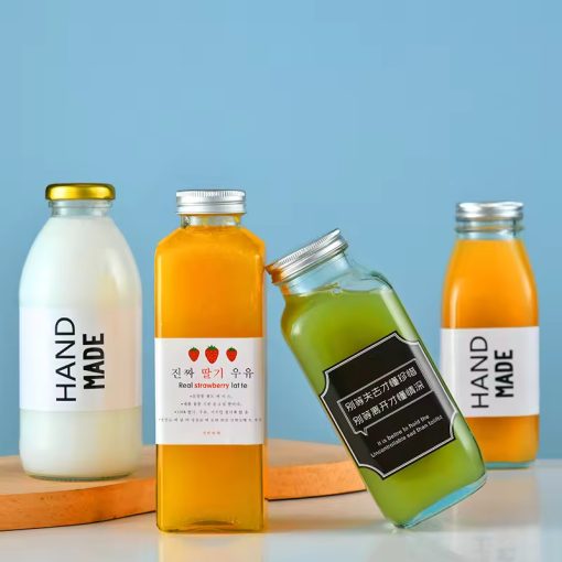 Venta al por mayor de botellas de vidrio cuadradas con tapas de 250 ml, 350 ml y 500 ml para jugo - Imagen 4