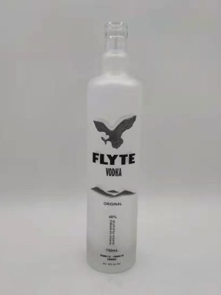 Frosted Round Slender Arizona Glass Vodka Bottle